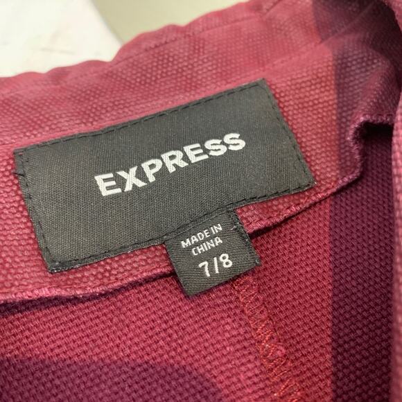 Express waxed denim burgundy plum coat - Picture 6 of 7